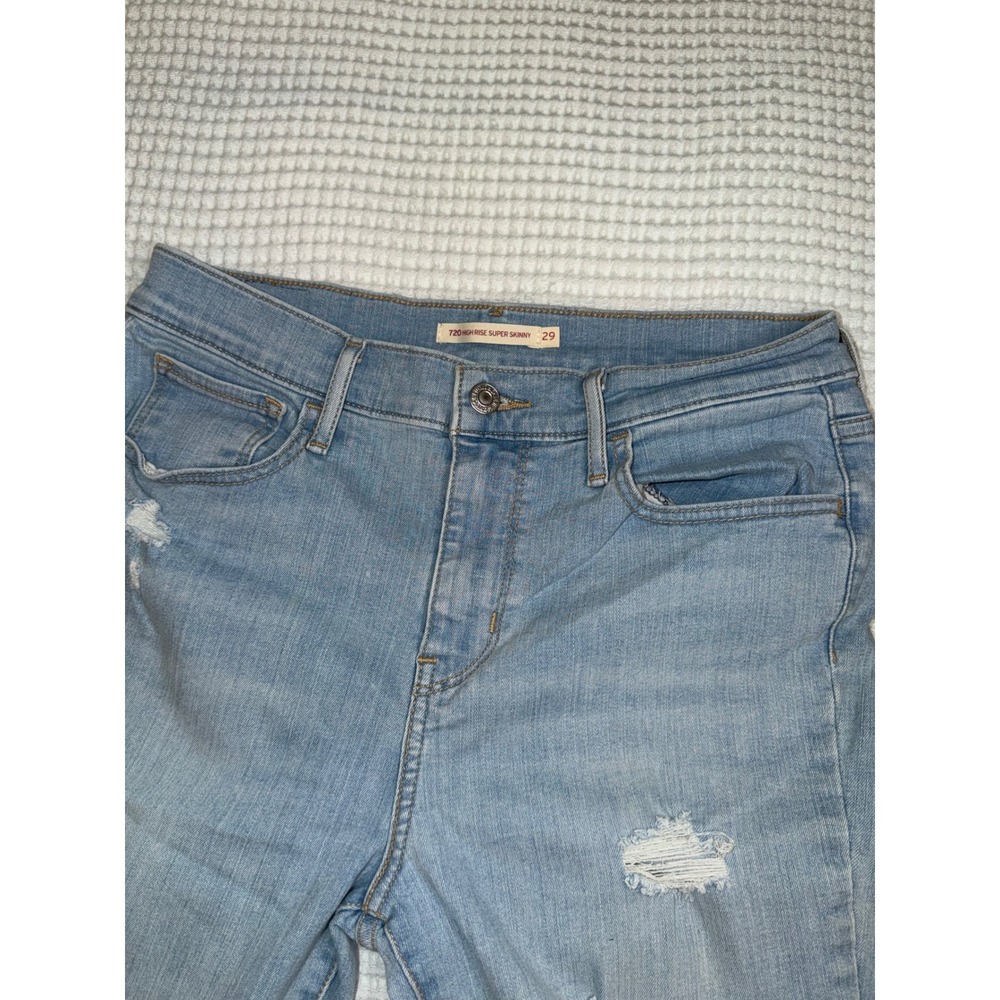 Levi's 720 High Rise Super Skinny Jeans Womens 29 Light Wash Distressed Ripped